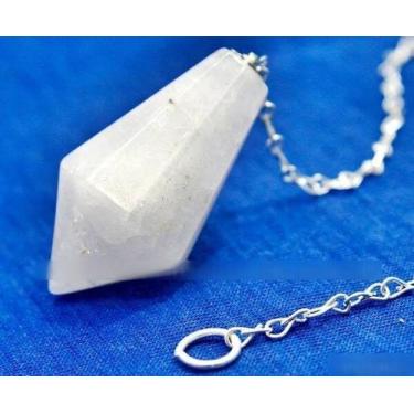 Imagem de Pendulo Piramidal Pedra Quartzo Leitoso Radiestesia - CristaisdeCurvel