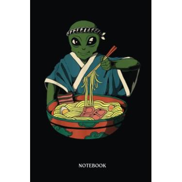 Imagem de Alien Notebook: Kawaii Aliens Eating Ramen Japanese Noodles Space Ramen | Alien Journal, Lined Journal Ufo, Ufo Journal, Lined Journal Alien, Size 6 X 9", 120 Pages.
