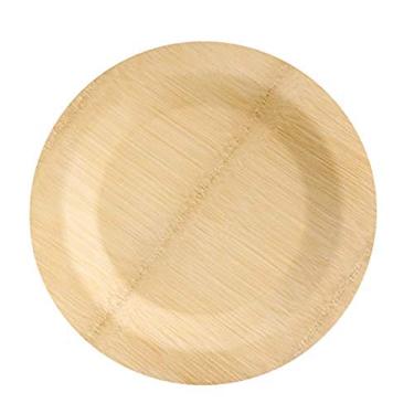 Imagem de PacknWood 210BVNER11RD1 - Prato redondo folheado de bambu - Pratos de jantar descartáveis de bambu redondos - 100% biodegradáveis naturais - Placas de bambu compostáveis - (diâmetro 28 cm) - (caixa