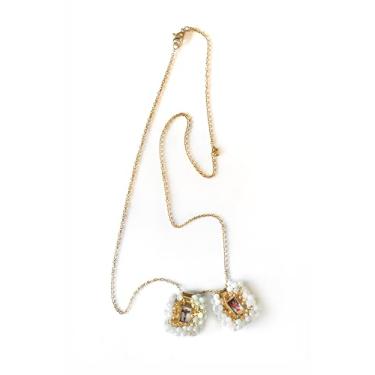 Imagem de Colar Escapulário Sagrado Pedra Murano Artesanal do Sagrado Coração de Jesus, Virgem Santa de Carmen, Arcanjo de São Miguel. 2 cm x 2 cm por Zaraleas, Couro, Sem Pedra Preciosa