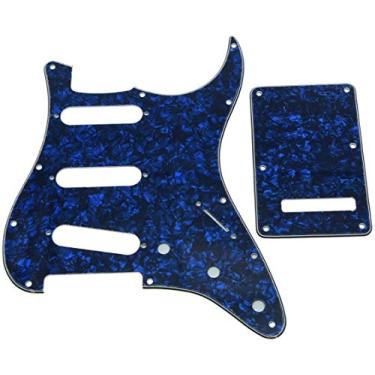 Imagem de Dopro 11 Hole Strat SSS Pickguard ST Placa Traseira Trem Capa para EUA/Mexicano FD Strat Blue Pearl