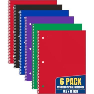 Imagem de 1InTheOffice Caderno espiral pautado universitário 20 x 28, caderno pautado por colagem, cadernos pautados universitários para 1 matéria, cadernos espirais encadernados, cores sortidas, 70 folhas,