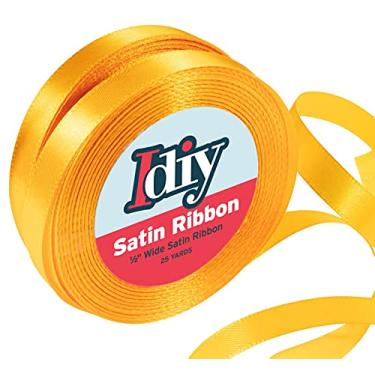Imagem de Fita de cetim Idiy - 1,27 m, 50 jardas (laranja) - ótima para artesanato faça você mesmo, embrulho de presente, decorações de casamento, projetos de costura, festa, enfeites decorativos, laços de cabelo, chás de bebê e muito mais!