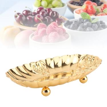 Imagem de Bandejas de Servir, Bandejas de chá para Servir, Bandeja de Servir chá, Bandeja Oval de Metal, Pequeno Prato de Frutas, Lanche, Jantar, Exibição de Comida, Buffet, Pastelaria, (S)