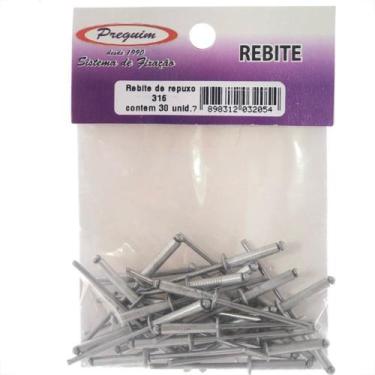 Imagem de Cartela Rebite Preguim Aluminio Repuxo 316 Com 30 Pecas 2054