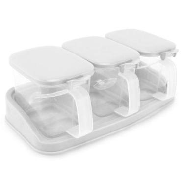 Imagem de Porta Temperos e Condimentos Com Colher Triplo De Plástico - CLINK