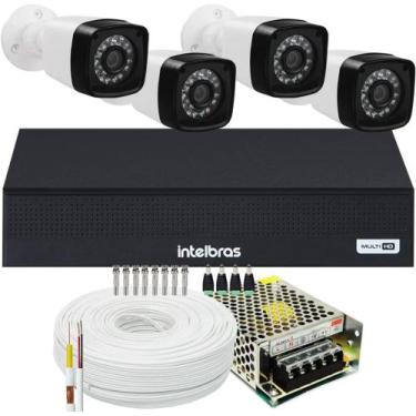 Imagem de Kit DVR Intelbras 8 canais H.265 Sem HD 4 câmeras 1080p 2mp