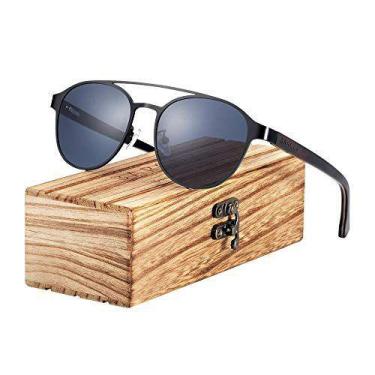 Imagem de Óculos de Sol Barcur Madeira Natural Polarizados Artesanal BC4119, Pre