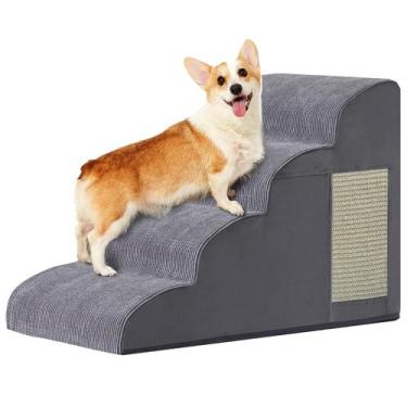 Imagem de Escada para Cachorro Ahpmeoa - 4 Degraus para Cama, Sofá e Cadeiras - 