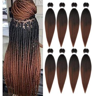 Imagem de Cabelo Ubeleco Trançado Pré-esticado - 60cm, 8 Pacotes, Ombre 1B/30
