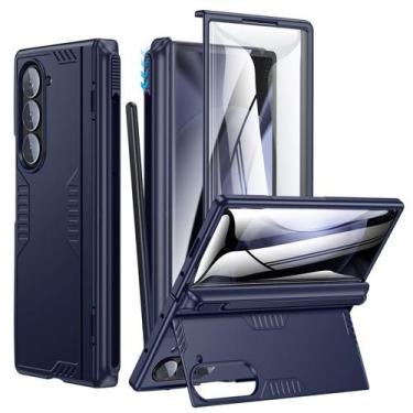 Imagem de Capa Kaiiecal para Samsung Galaxy Z Fold 6 com Slot para S-Pen - Azul