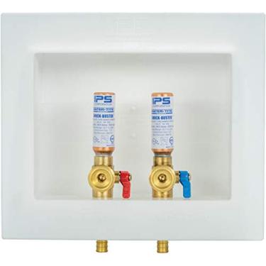 Imagem de Water-Tite GIDDS-531048 DU-ALL Caixa de saída para máquina de lavar de dreno duplo - Válvulas de proteção de martelo de latão de 1/5.1 cm, conexão ASTM F1807 PEX, plástico branco