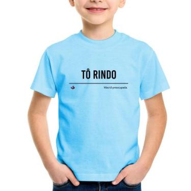 Imagem de Camiseta Infantil Tô Rindo mas tô preocupada - Foca na Moda, Azul bebê