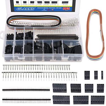 Imagem de Glarks 635 peças de conector de invólucro conector macho / fêmea 40 pinos 2,54 mm Pitch Pin Headers e 10 fios Rainbow Color Flat Ribbon IDC Wire Cable compatível com o kit de seleção de conectores Dupont