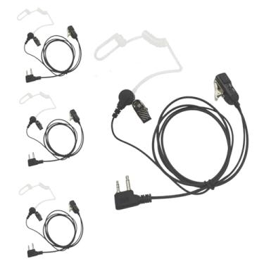Imagem de PZYPYM Fone de ouvido de vigilância Walkie Talkie de segurança de 2 pinos, fone de ouvido de tubo transparente acústico transparente com Ptt Vox para Midland Avph3 gxt frs gmrs x talker lxt600pa t51r