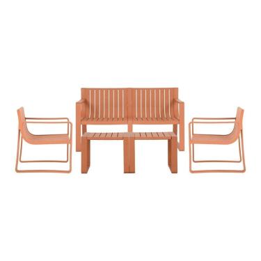 Imagem de Conjunto Para Jardim com um Sofá, Duas Poltronas e Duas Mesas de Centro Verte Eco Pêssego