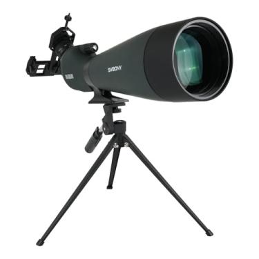 Imagem de SVBONY SV28 Mira angular de 100 mm para tiro ao alvo, mira Spotter 25-75x com tripé para visualização de longo alcance, FMC HD Optics com estojo de transporte macio e adaptador de telefone, miras para