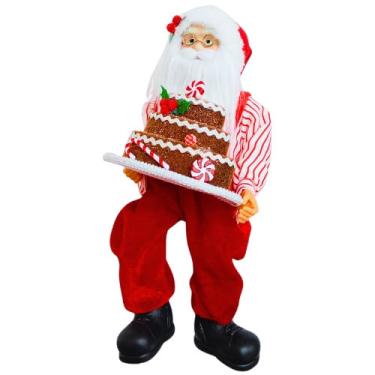 Imagem de Papai Noel Sentado Boleiro 45cm Decoração Natalina Florarte