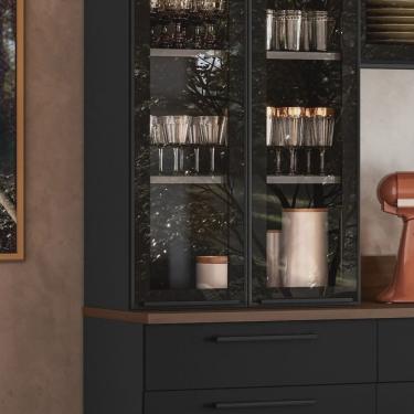 Imagem de Paneleiro em Aço com 2 Portas de Vidro Tipo Cristaleira 3 Portas 1 Gaveta Exclusive