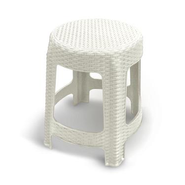 Imagem de Banqueta Premium Rattan Branca Para Cozinha Área Jardins