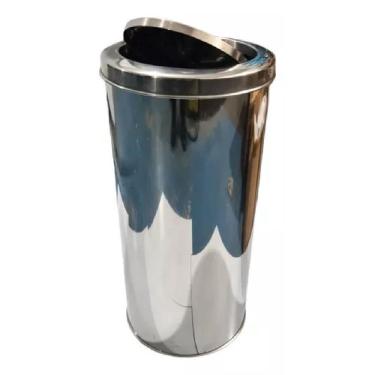 Imagem de Lixeira De Inox Para Escritórios 27 Litros Basculante 24X60