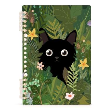 Imagem de XUWU Caderno espiral fofo de gato com anel circular removível para escritório universitário diário pautado A5 21 x 14,5 cm, 60 folhas