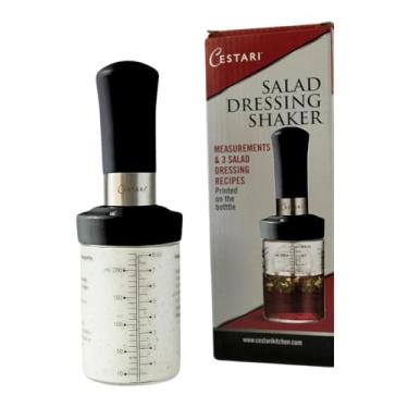 Imagem de Garrafa de tempero para salada de vidro: Salada borossilicato premium com inserção de misturador • Liquidificador e dispensador de molho para salada à prova de vazamento com medidas e receitas • Galheiro vinagrete reutilizável