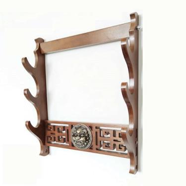 Imagem de Suporte de espada suporte para espadas, suporte para katana com gancho de 1 a 4 níveis para montagem na parede, prateleira para espadas com forro de veludo e decoração de cabeça de unicórnio, adecu