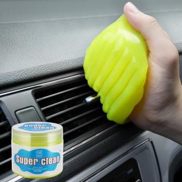 Imagem de JUSTTOP Gel de limpeza de carro, geleca de limpeza de interiores automotivos, kit de limpeza de ventilação de carro para carro e teclado, acessórios de limpeza de carro amarelo