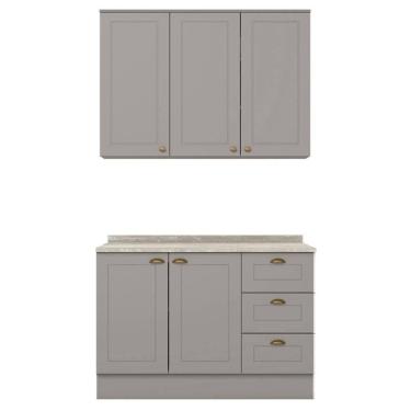 Imagem de Armario Aereo e Balcao 120 Cm Ce169 Americana Cinza Calcare Henn