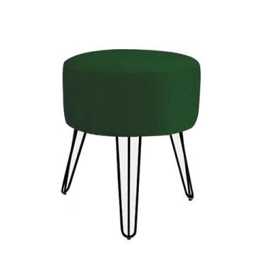 Imagem de Puff Puf Decorativo Sala De Estar Verde Pés Aramado Preto - Decore.Com