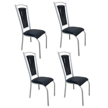 Imagem de Kit 4 Cadeiras Cozinha Aço Tubolar Confortável Jantar Cor Do Assento:bege