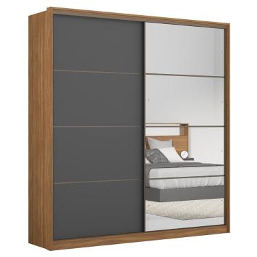 Imagem de Guarda Roupa Casal 2 Portas 1 Com Espelho 3 Gavetas Belga D02 Amendola-grafito - Mpozenato