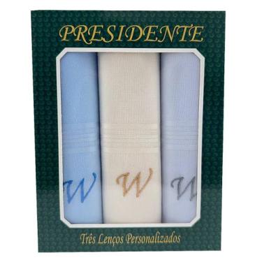 Imagem de Lenços Com Letras Presidente De Bolso 41cm 100 Algodão 3 Unidades, W