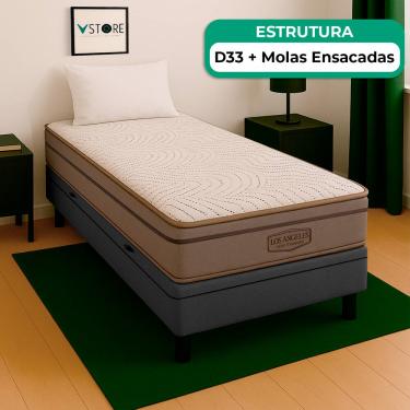 Imagem de Cama Box Baú Solteirão e Colchão Los Angeles Molas V-Store