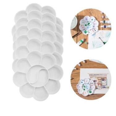 Imagem de Kit 06 Bandeja Paleta Gode De Plastico Flor Para Pintura Com 10 Diviso