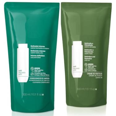Imagem de Combo Refil Condicionador de Limpeza para Cabelos Cacheados e Crespos 300 ml e Refil Creme de Pentear para Cabelos Cacheados 300 ml