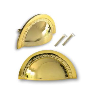 Imagem de 2 Puxadores Concha Clássico para Móveis, 64mm em Metal - Compras Fácei