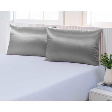 Imagem de Kit 02 Fronhas De Cetim Com Zíper Anti Frizz Macio 50cm x 70cm (01 Par