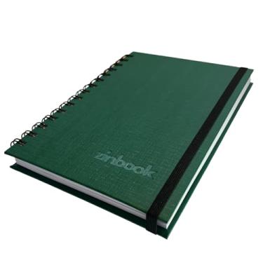 Imagem de Sketchbook Caderno De Desenho A5 150g/m² zinbook Colors Capa Dura Folha Branca Sem Pauta Wire-o (Verde)