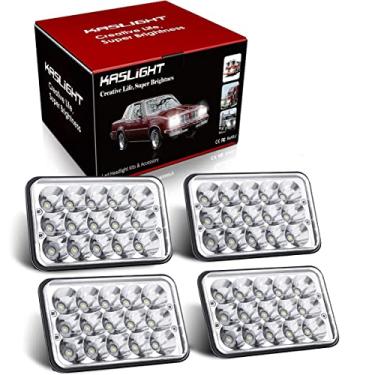 Imagem de Faróis de LED 4 peças 4 x 6 da Kaslight, faróis retangulares 4 x 6 LEDs H4666 Peterbilt 379, faróis de LED H4656 4651 para Kenworth Freightinger Ford Sonda Chevrolet Oldsmobile Cutlass