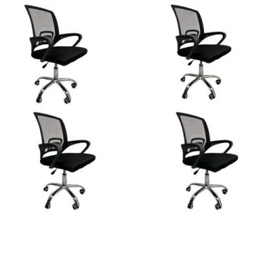 Imagem de Kit 4 Cadeira Escritório Secretária Giratória Ergonômica Modelo Ascend