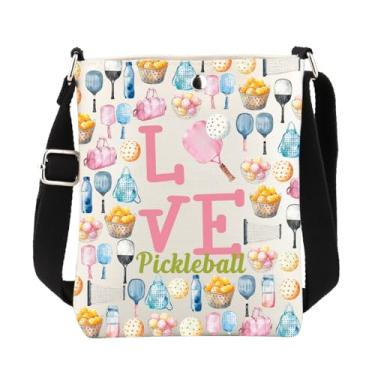 Imagem de FUSTMW Bolsa tiracolo Pickleball Presentes de Pickleball para jogadores Team Coach Sport Bucket Sling Bag com alça ajustável (Pickleball C Bag)