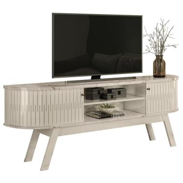 Imagem de Rack Bancada Tv 75 Pol 2p 183 Cm Valencia Calacata Off White Madetec Calacata Off White
