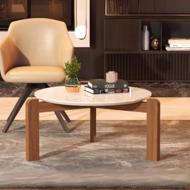 Imagem de Mesa de Centro Austria Cor Off White Tampo MDF Sala Moderna