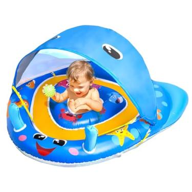 Imagem de YEAHGO Boia De Piscina Infantil Com Cobertura Para Bebês 6 A 24 Meses, Proteção Solar Upf50+, Brinquedo Inflável, Assento Segurança Ajustável (Padrão)