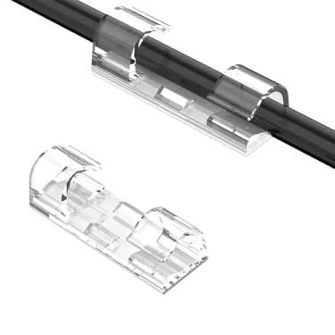 Imagem de Clearhill 100 braçadeiras de cabo, suportes de fio de parede, grampos de cabo adesivos mantêm os cabos limpos sob mesas, carros e computadores (transparente) (1274-transparente)