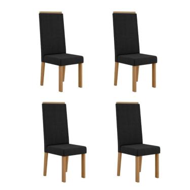 Imagem de Conjunto 4 Cadeiras para Sala de Jantar Nice Espaldar Mel/Preto