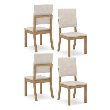 Imagem de Cadeira Para Mesa De Jantar Milla Kit 4 Peças Nature Linho - Henn