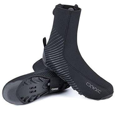 Imagem de Novas sapatilhas grossas de inverno quente para ciclismo de neoprene à prova d'água à prova de vento para bicicleta capas de sapatos masculinos e femininos para mountain bike de estrada (XX-Large, black)